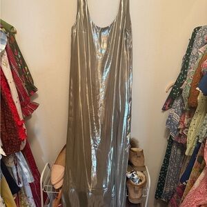 NWT Silver Metallic Maxi Dress
